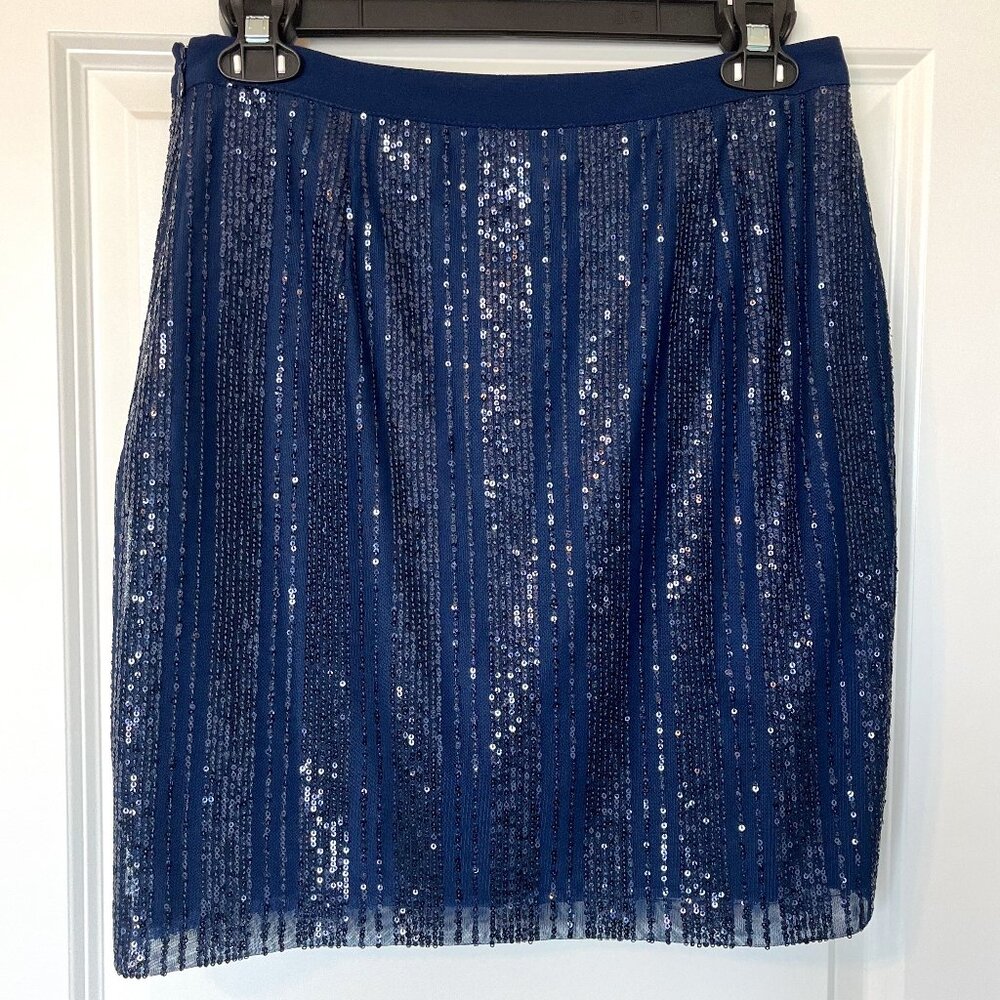 CeCe Navy Blue Sequin Mini Skirt – Size 6
